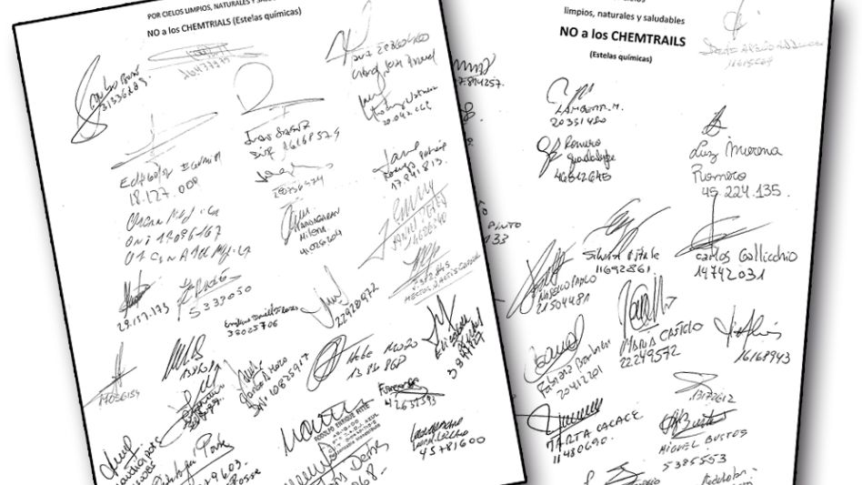 Facsímil con algunas de las firmas de los vecinos autoconvocados por la problemática de los 