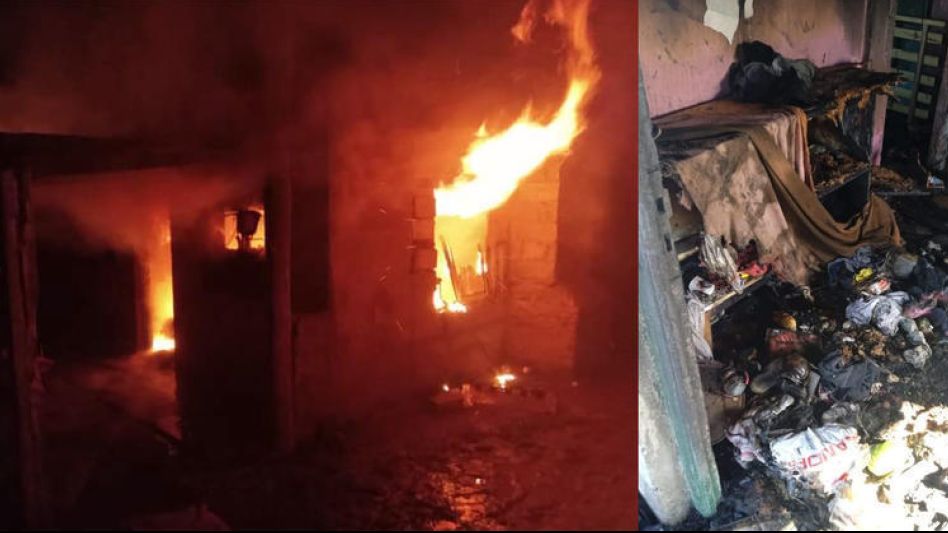 El estado en el que quedó un sector del interior de la vivienda que se incendió el viernes pasado.