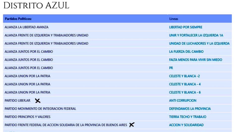 Tres de las cuatro "listas fantasmas" fueron dadas de baja y fue desoficializada la que representaba a Liber.Ar Azul 