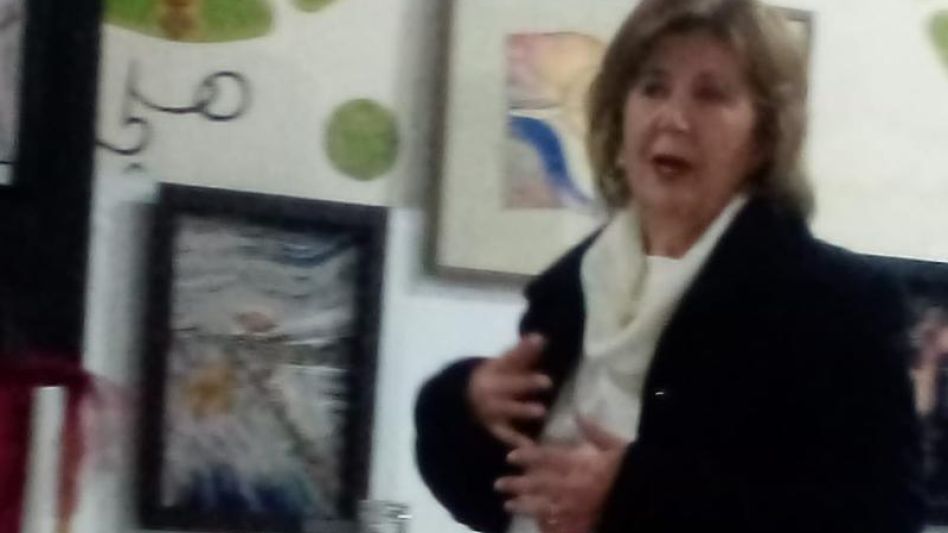 La artista Mercedes Rufail el día de la inauguración de la muestra. 
