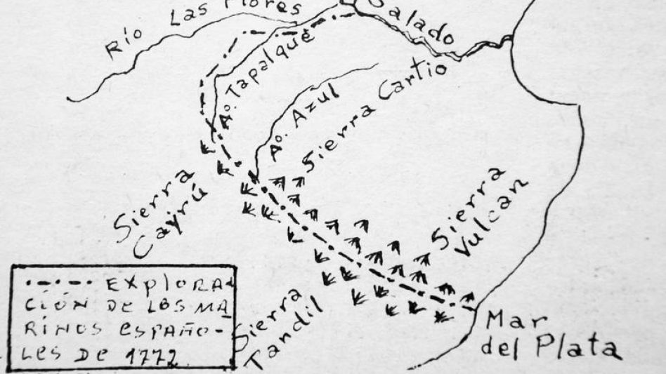Recorrido de la exploración realizada por los marinos españoles en 1772, según el mapa del Ingeniero Saa (1786). ARCHIVO EL TIEMPO/HEMEROTECA J.M. OYHANARTE