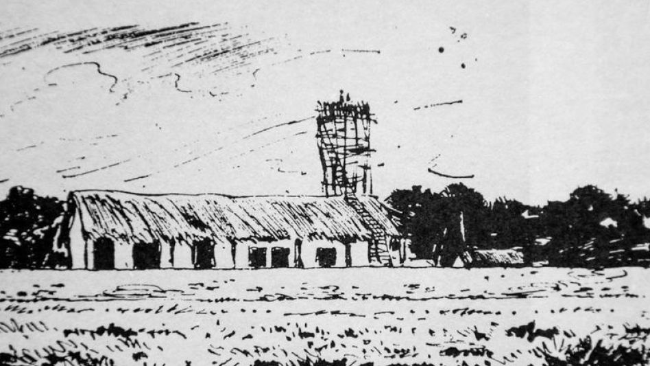 El Fuerte de San Serapio Mártir en un dibujo de Raúl Roux. ARCHIVO EL TIEMPO/HEMEROTECA J.M. OYHANARTE