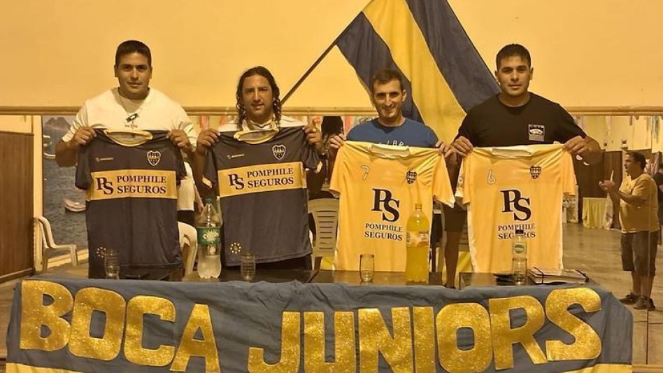 Presentación del cuerpo técnico de Boca Juniors. De izquierda a derecha figuran Ricardo Pais, Sebastián Calderón, Ricardo Cabrera y Jorge Pais.