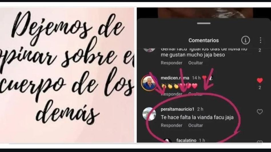 Captura de pantalla del denigrante comentario.