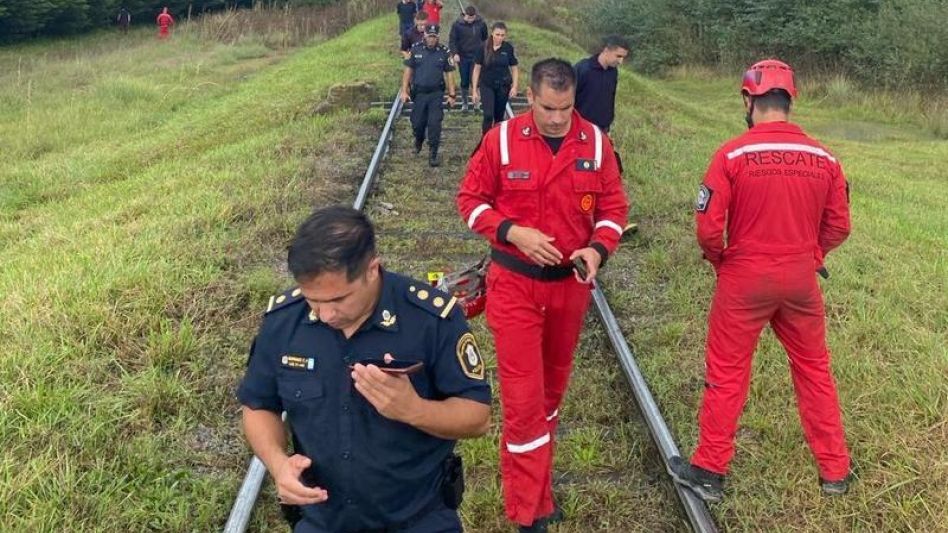 Una imagen que data de la búsqueda realizada por personal policial del hombre que se suicidó en un monte de pinos.  EPDS AZUL/PBA