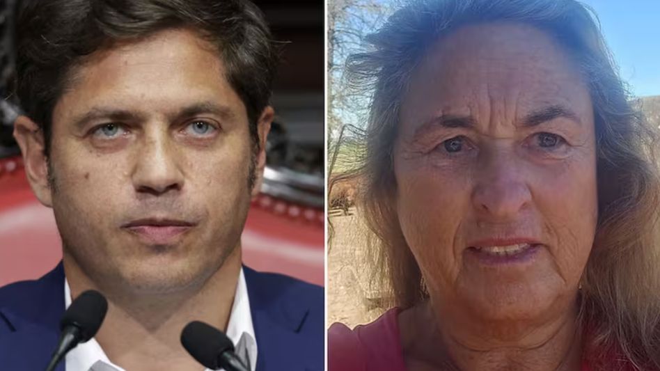 El gobernador bonaerense Axel Kicillof y la productora agropecuaria Cristina Boubee.