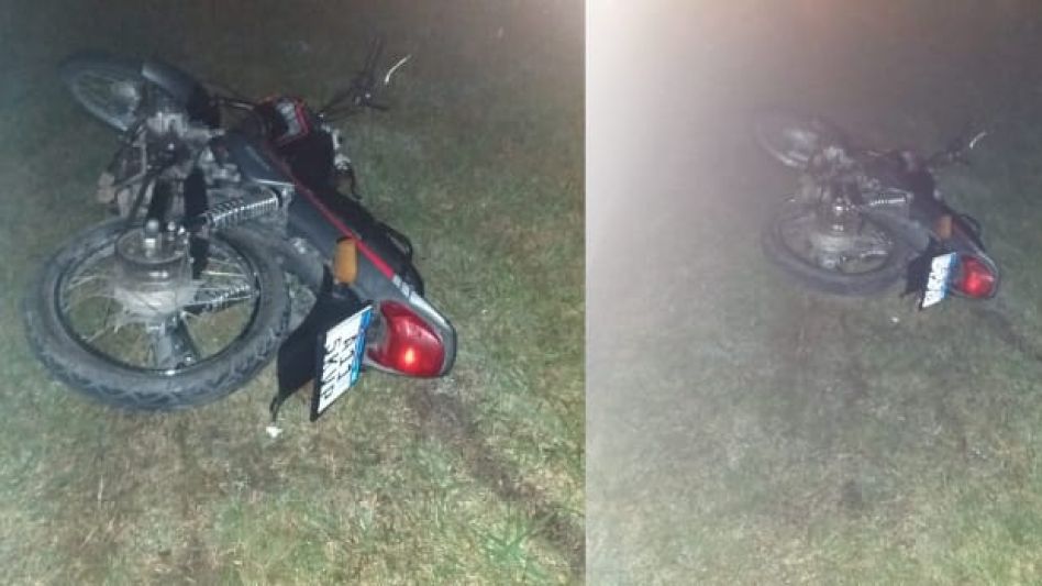 La moto, de 150 CC, que guiaba el agente del SPB que después falleció. FOTO: EPDS OLAVARRÍA/PBA
