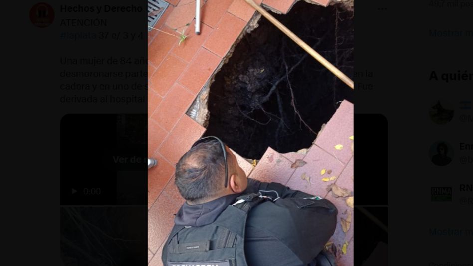 Una mujer de 84 años cayó en un pozo ciego en el patio de su casa: impactante video del rescate