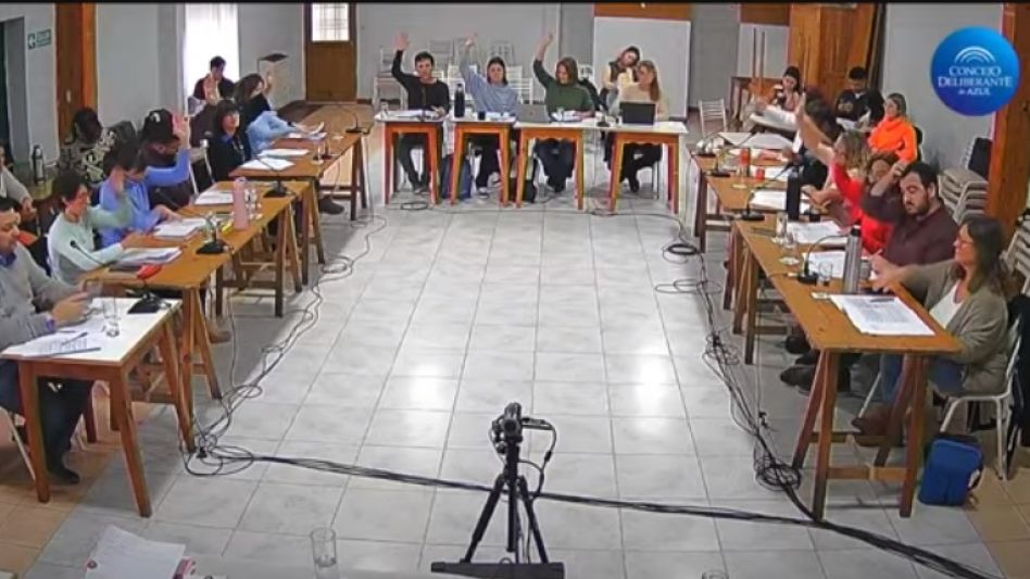 El Concejo Deliberante durante la sesión realizada ayer en la localidad de Chillar.  CAPTURA DE VIDEO/CONCEJO DELIBERANTE