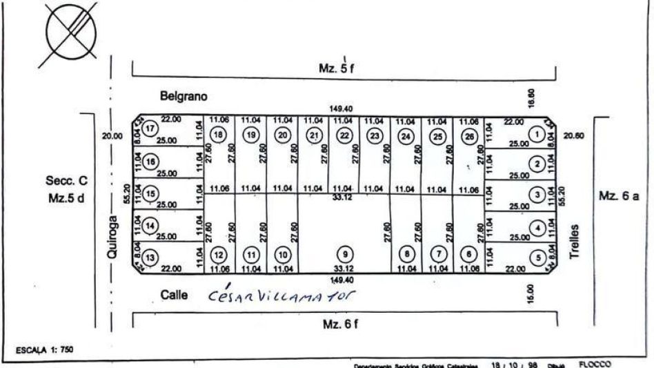 El plano correspondiente al anuncio del programa Construyendo Chillar.