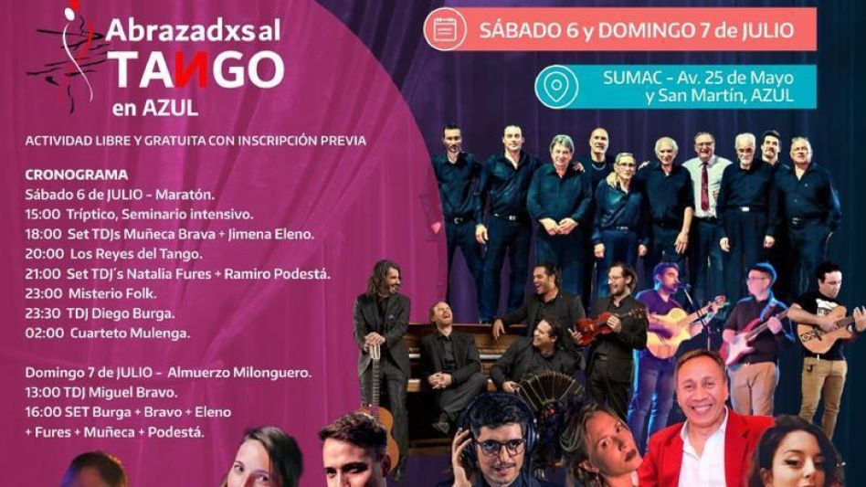 Mañana y el domingo se realizarán dos intensas jornadas en el marco de Abrazadxs al Tango.