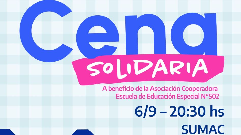 Este viernes será la cena solidaria a beneficio de la Cooperadora de la Escuela de Educación Especial N°502