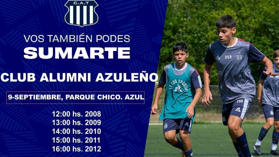 Talleres de Córdoba estará probando jugadores en Azul