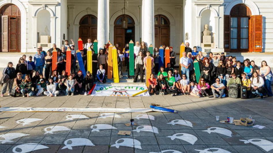 Estudiantes, jóvenes y docentes de esta ciudad durante la jornada que recordó un nuevo aniversario de La Noche de los Lápices