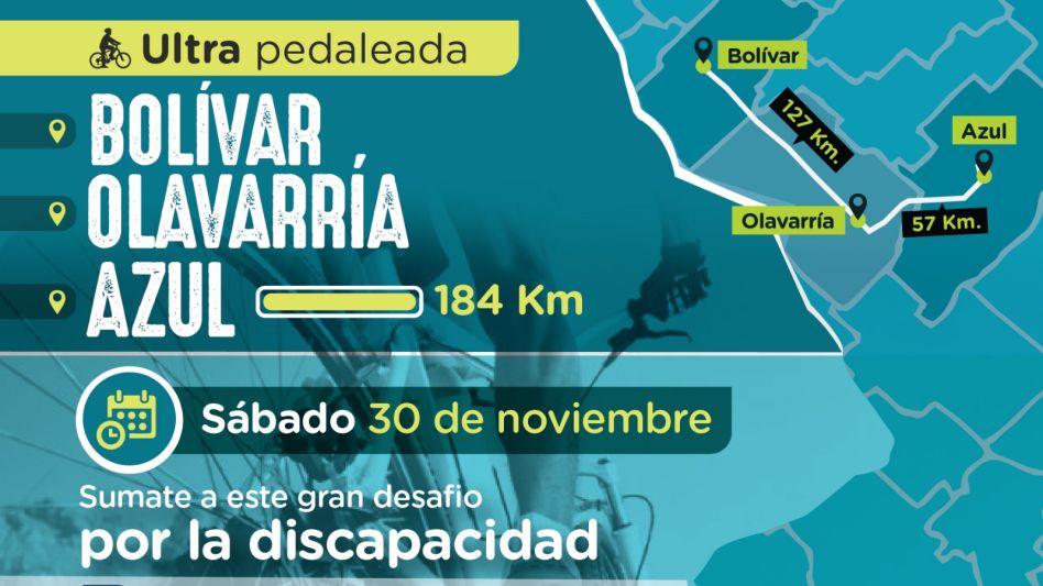 Ultra Pedaleada por la discapacidad: un desafío de 184 km que une Bolívar, Olavarría y Azul