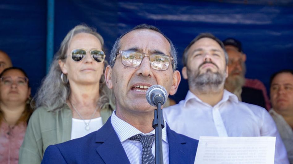 Nelson Sombra durante el acto por un nuevo aniversario de Azul. LUCAS TEDESCO/PRENSA MUNICIPAL