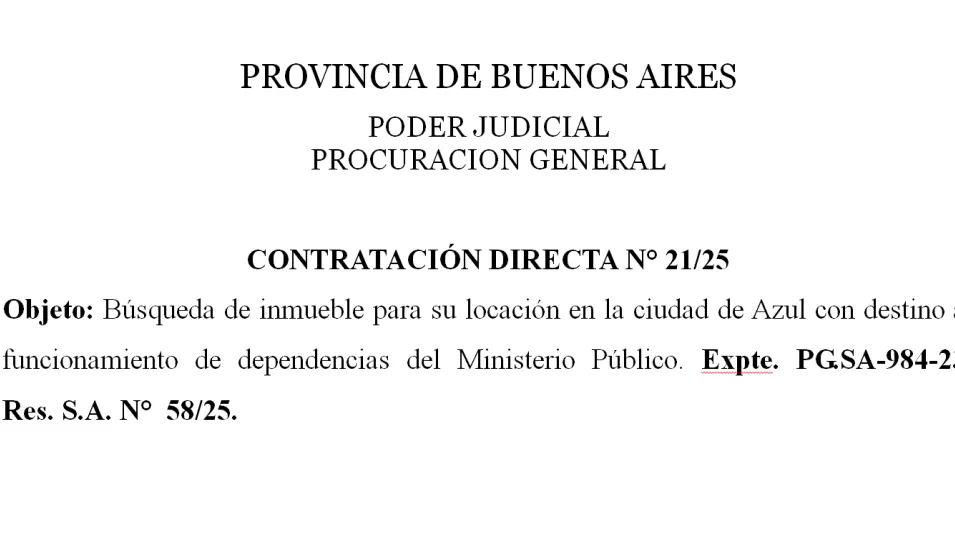 CONTRATACIÓN DIRECTA N° 21/25