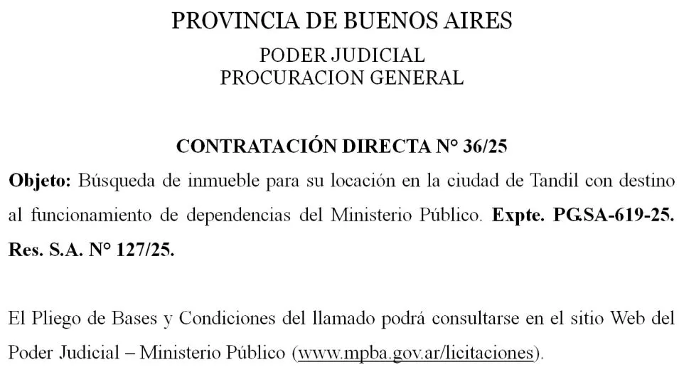 CONTRATACIÓN DIRECTA N° 36/25