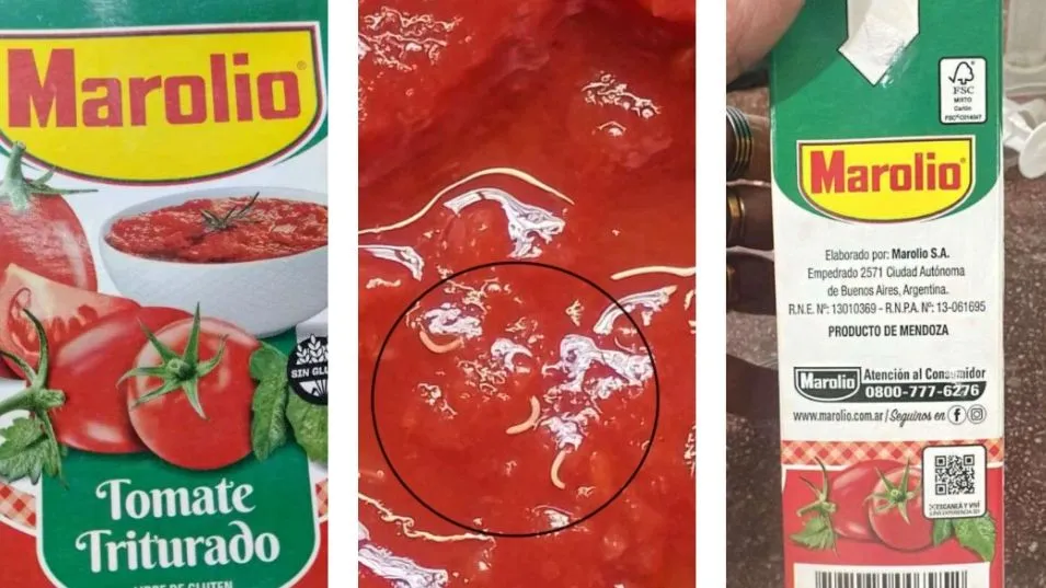 ANMAT advirtió sobre presencia de gusanos en un lote de tomate triturado
