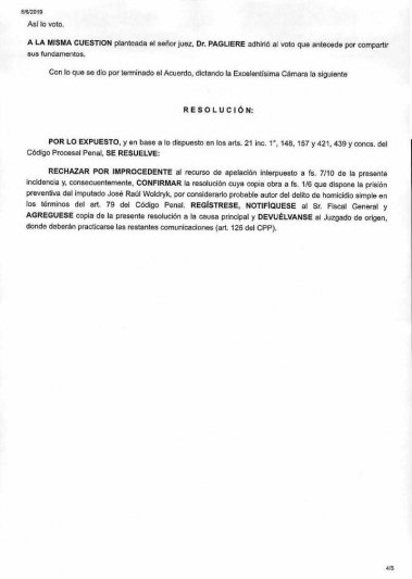 Una prisión preventiva que quedó confirmada 