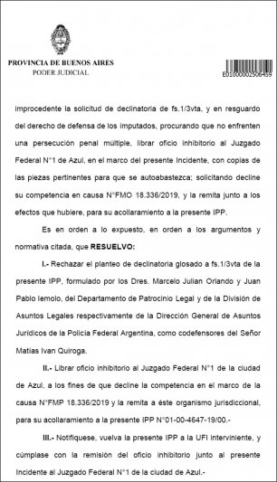 Tiroteo entre policías: un juez resolvió que la causa le pertenece a la justicia ordinaria