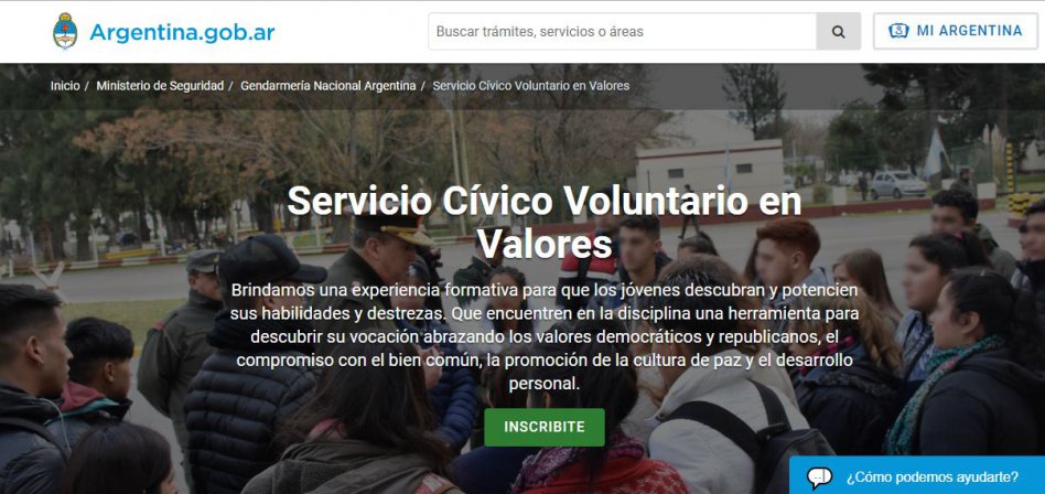 El Gobierno abrió la inscripción para el Servicio Cívico Voluntario para jóvenes