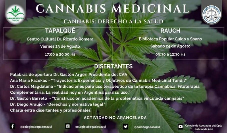 Se realizarán dos jornadas sobre  "Cannabis: Derecho a la Salud"