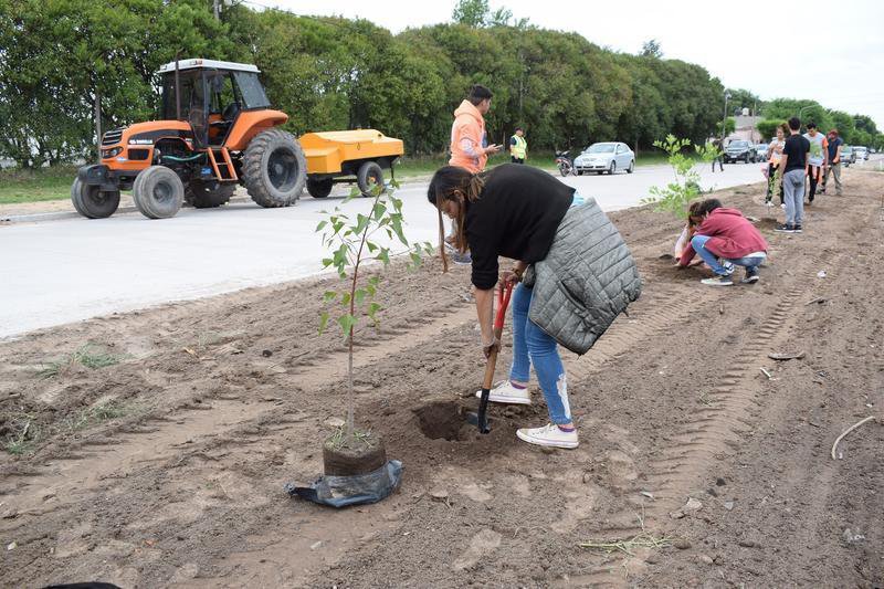 Se plantaron árboles en inmediaciones del CEF N° 36