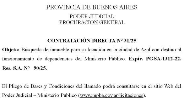 CONTRATACIÓN DIRECTA N° 31/25