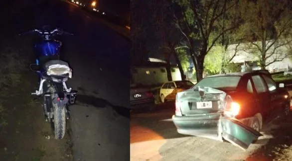 Siniestro vial entre una moto y un auto dejó como saldo un joven herido